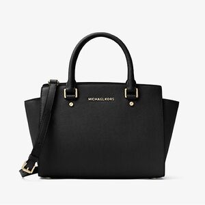 Michael Kors Black Saffiano Leather Satchel Crossbody Bag